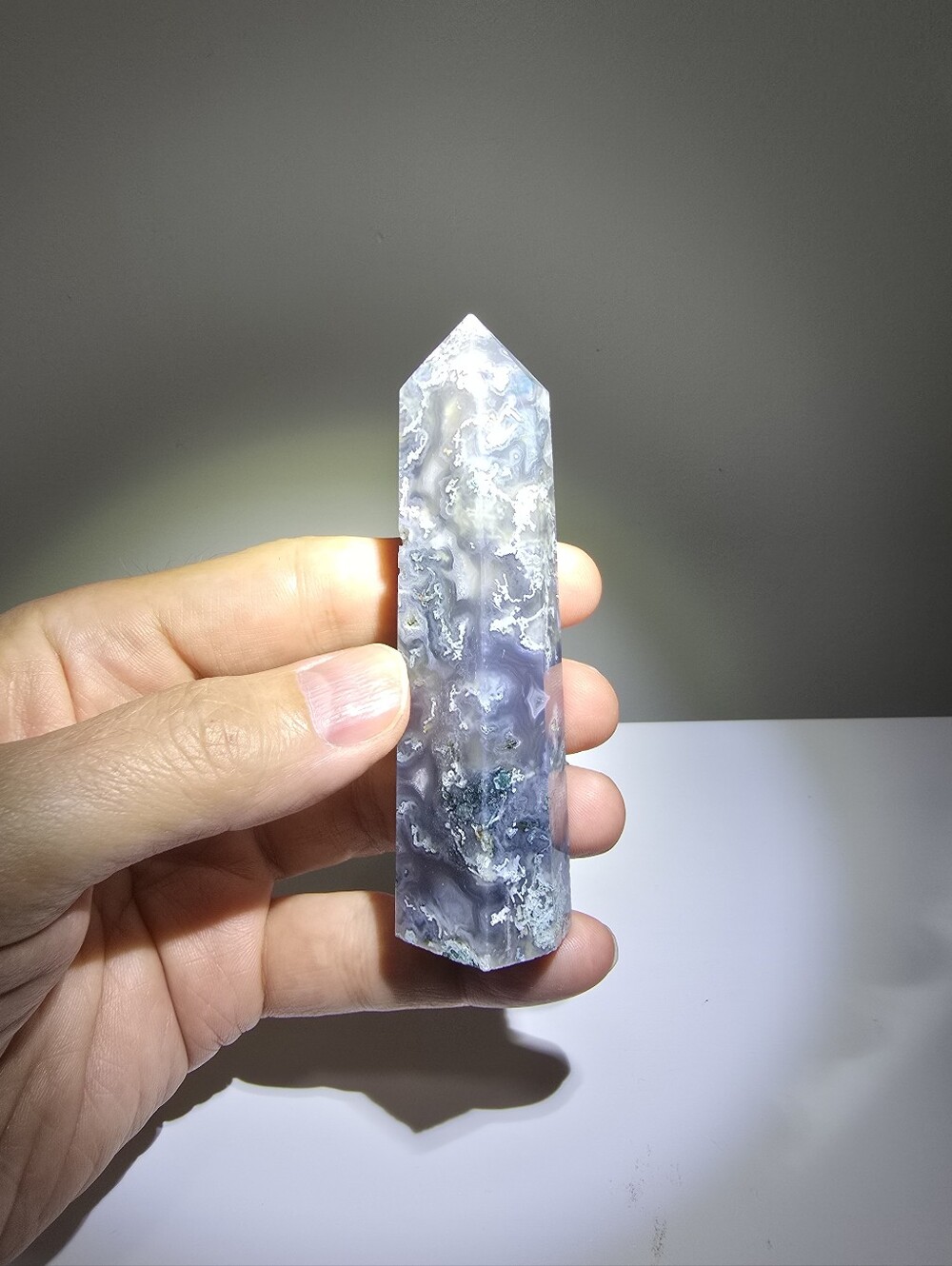 Moss Agate Crystal Tower #L